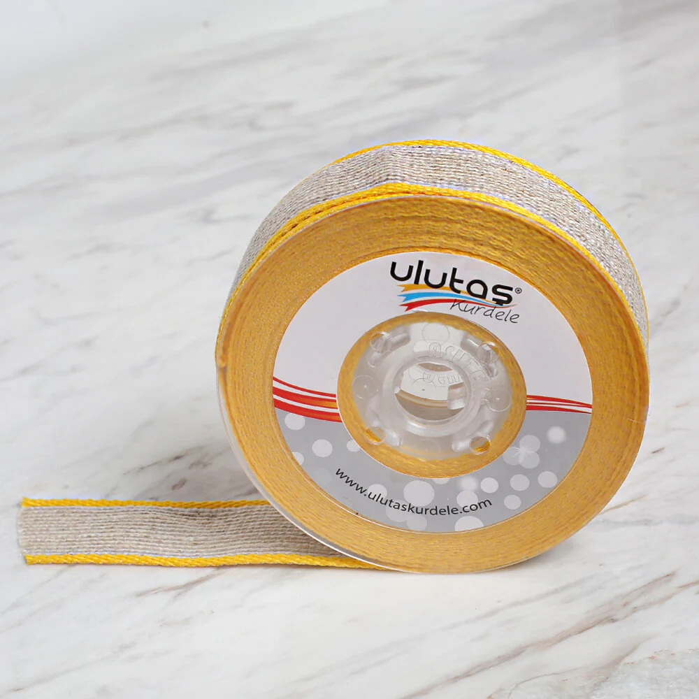 Ulutaş 2.5 cm 10 m Linen Ribbon, Yellow - Image 2