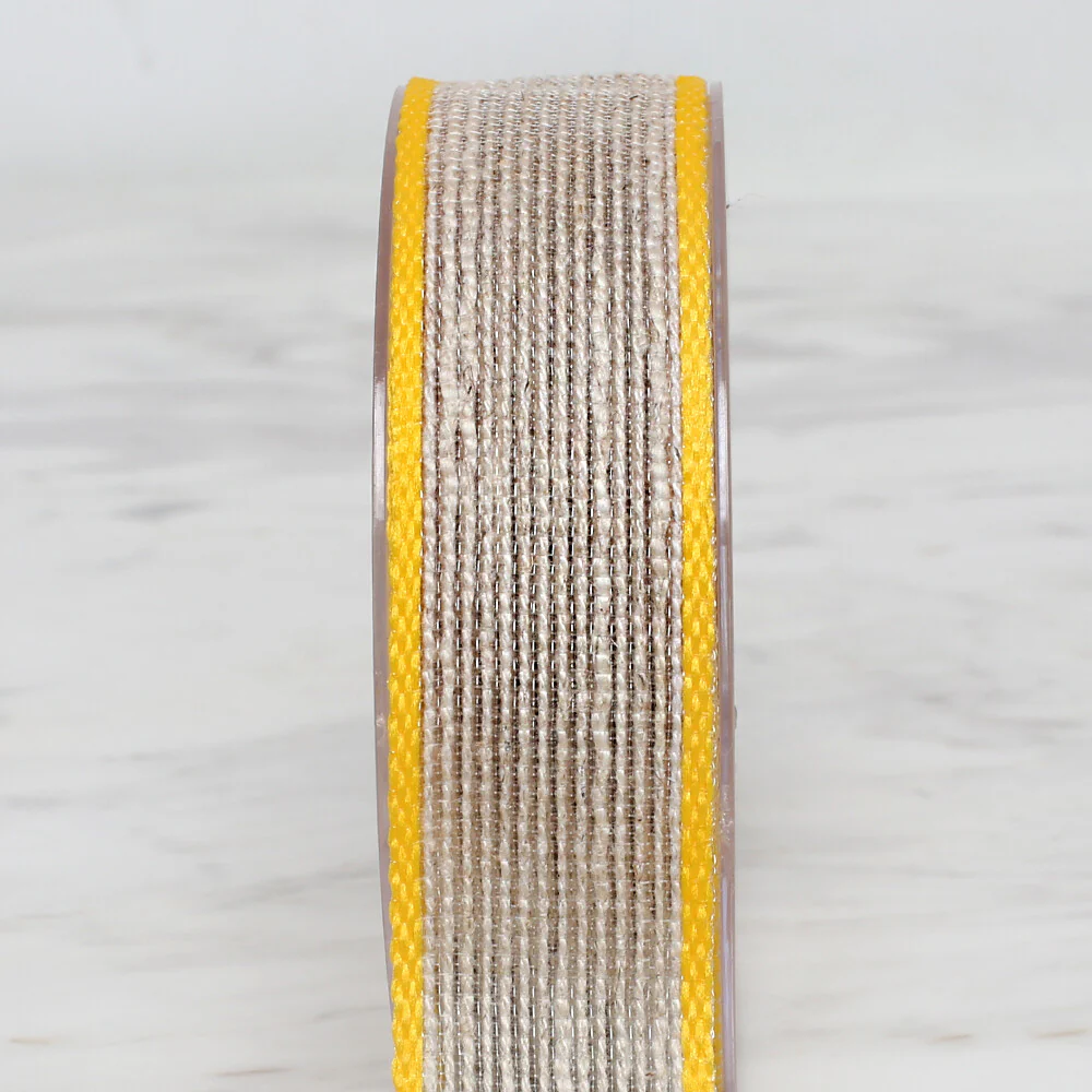 Ulutaş 2.5 cm 10 m Linen Ribbon, Yellow - Image 4