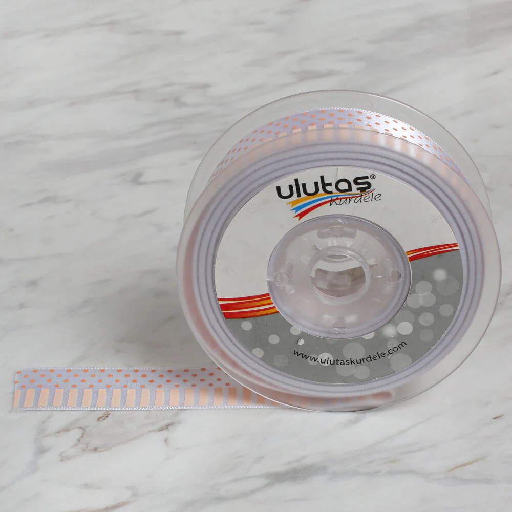 Ulutaş 2.5 cm 20 m Patterned Satin Ribbon Bej - Image 2