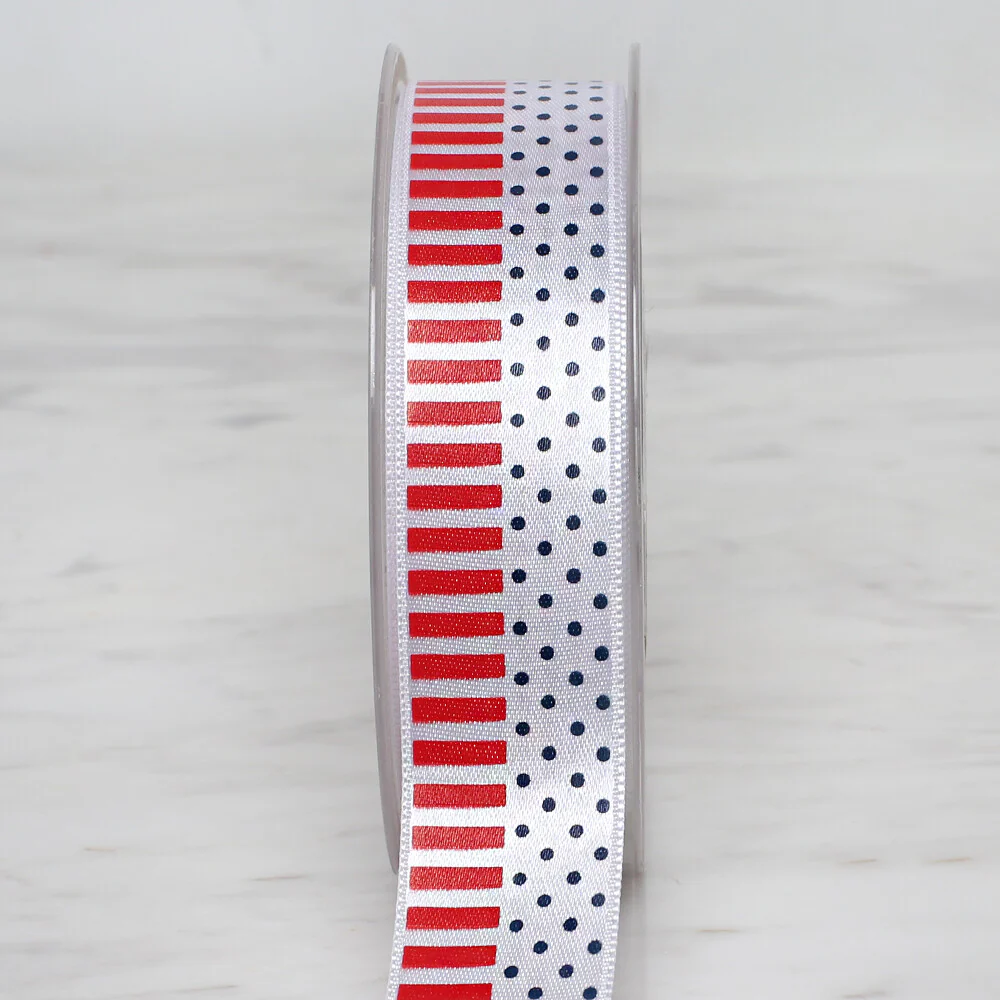 Ulutaş 2.5 cm 20 m Patterned Satin Ribbon, Red and Blue - Image 4