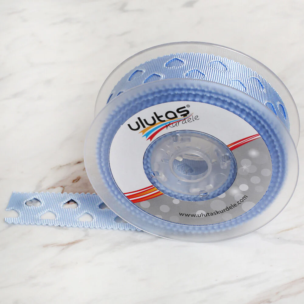 Ulutaş 2.5 cm 20 m Satin Ribbon, Baby Blue - Image 2