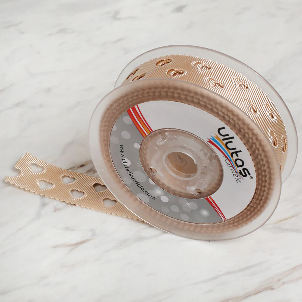 Ulutaş 2.5 cm 20 m Satin Ribbon, Beige - Image 2