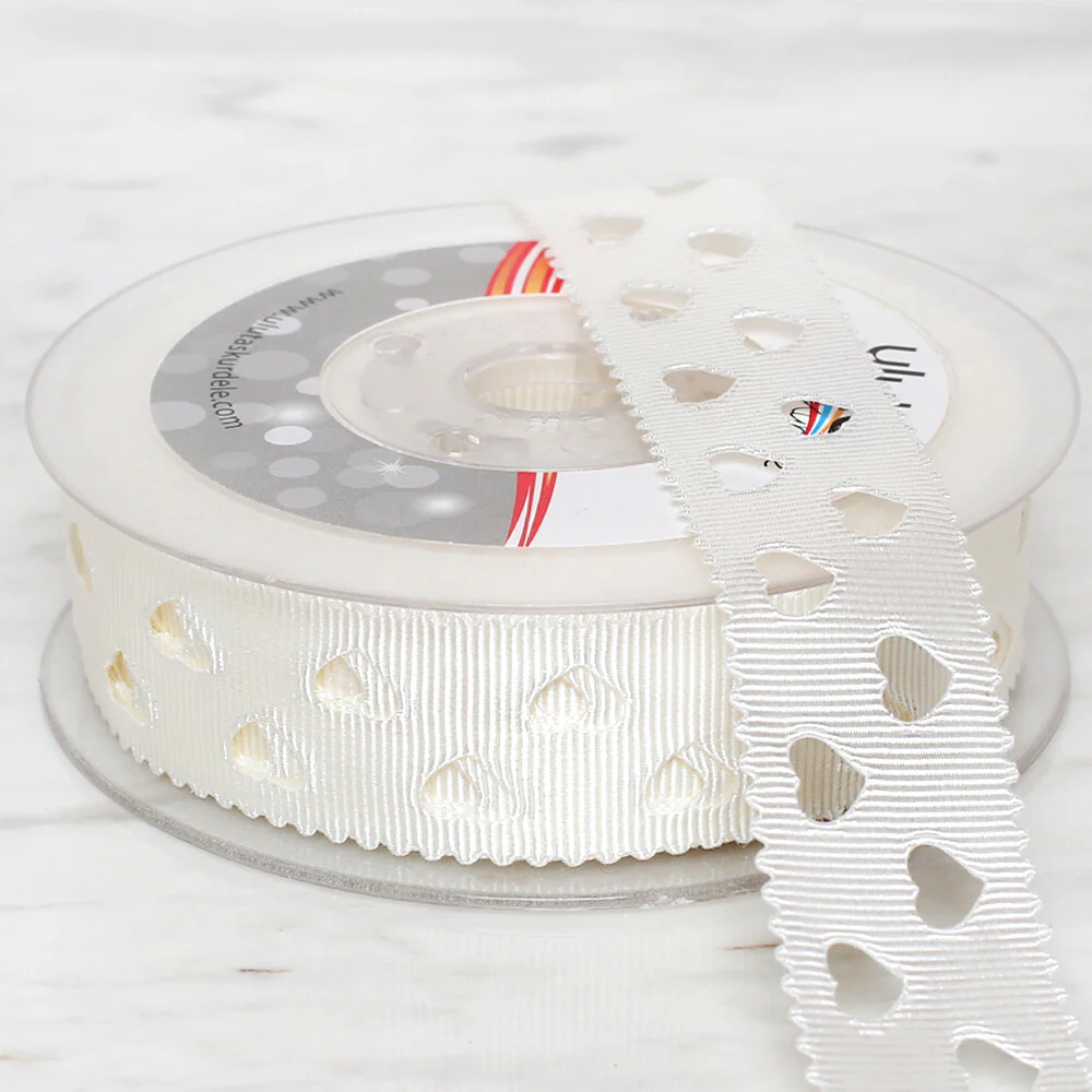 Ulutaş 2.5 cm 20 m Satin Ribbon, Cream