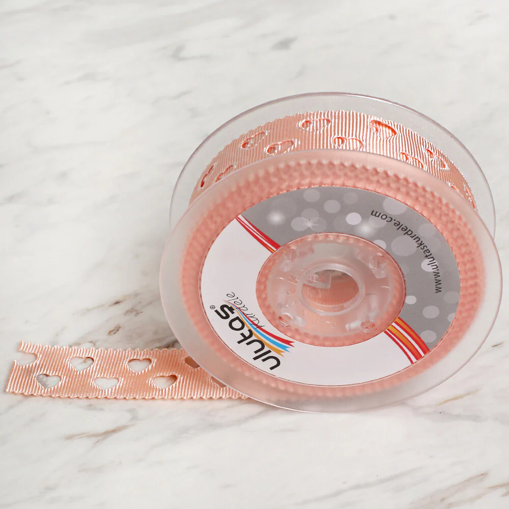 Ulutaş 2.5 cm 20 m Satin Ribbon, Salmon - Image 2
