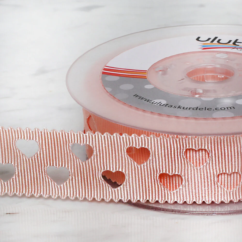 Ulutaş 2.5 cm 20 m Satin Ribbon, Salmon - Image 3