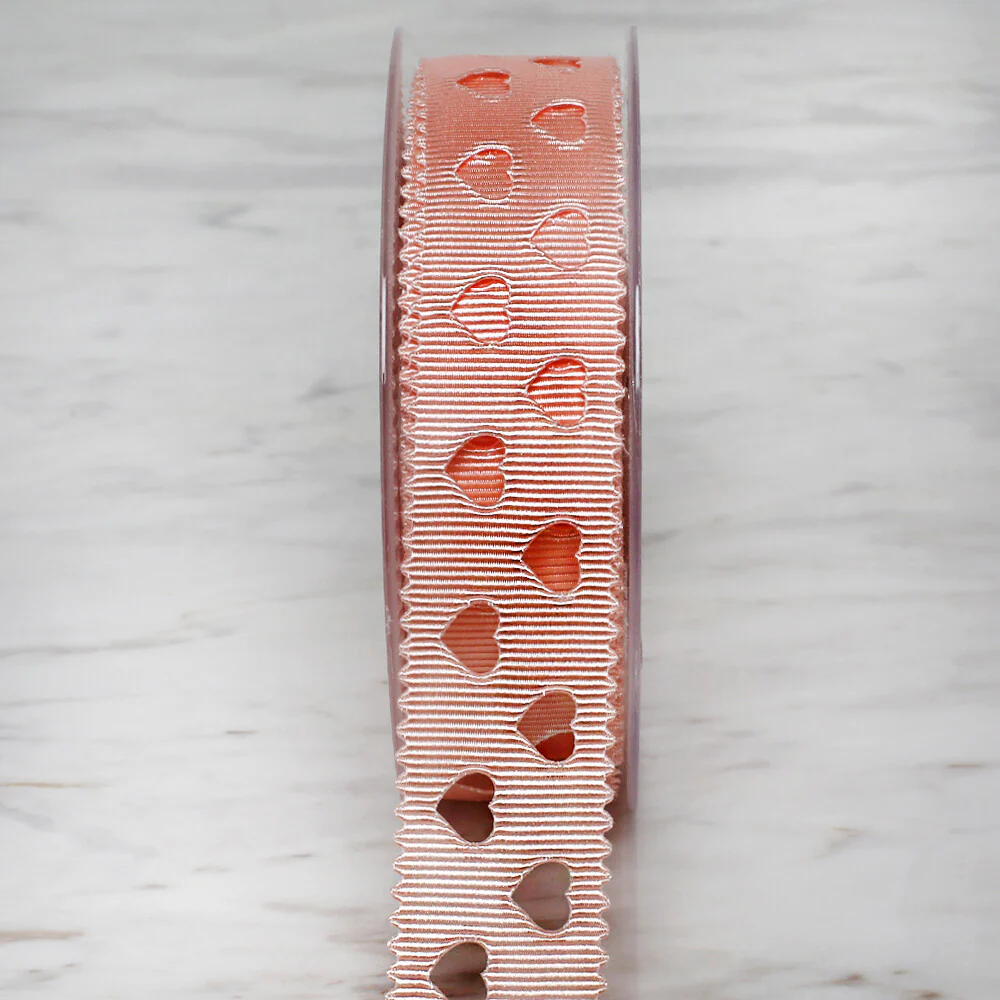 Ulutaş 2.5 cm 20 m Satin Ribbon, Salmon - Image 4