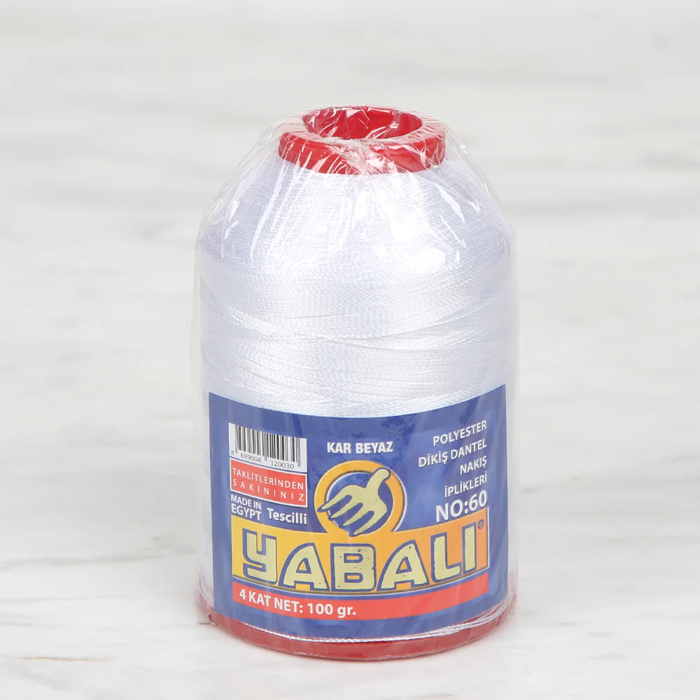 Yabalı 100 gr No:60 Polyester Yarn,  Snow White