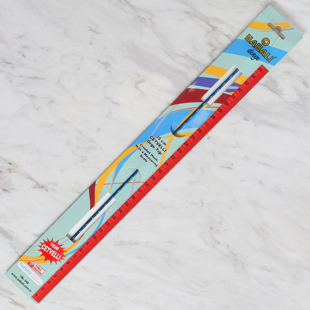 Yabalı 3mm 35 cm Crochet Hook with Measure, Blue - YBL-348