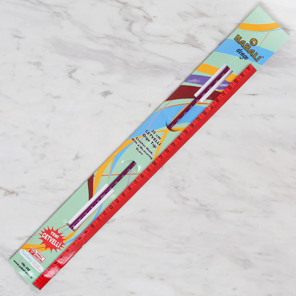 Yabalı 4.5mm 35 cm Crochet Hook with Measure, Purple - YBL-348