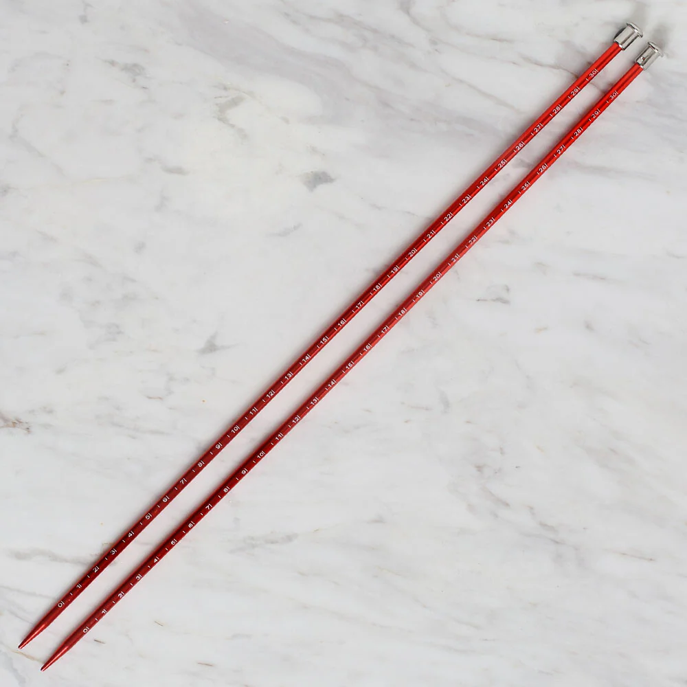 Yabalı 4.5mm 35 cm Knitting Needle with Measure, Red - YBL-347 - Image 2