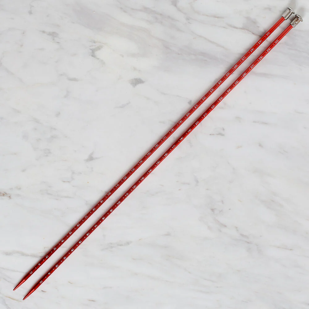 Yabalı 4mm 35 cm Knitting Needle with Measure, Red - YBL-347 - Image 2