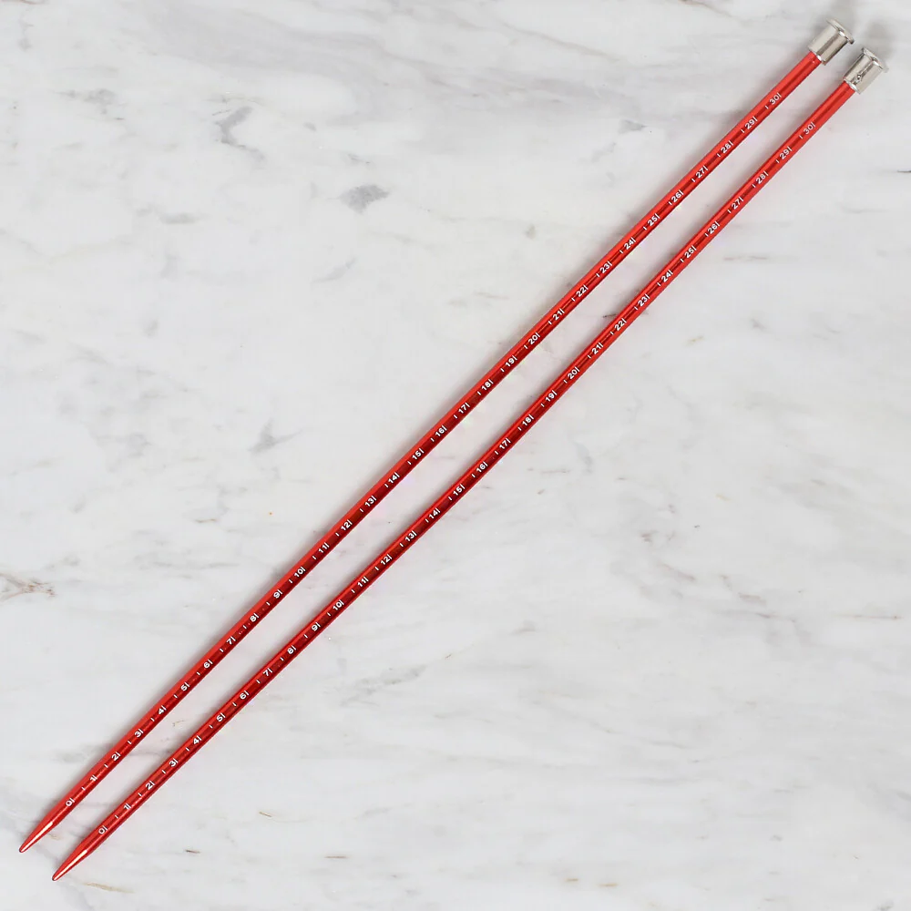 Yabalı 5mm 35 cm Knitting Needle with Measure, Red - YBL-347 - Image 2