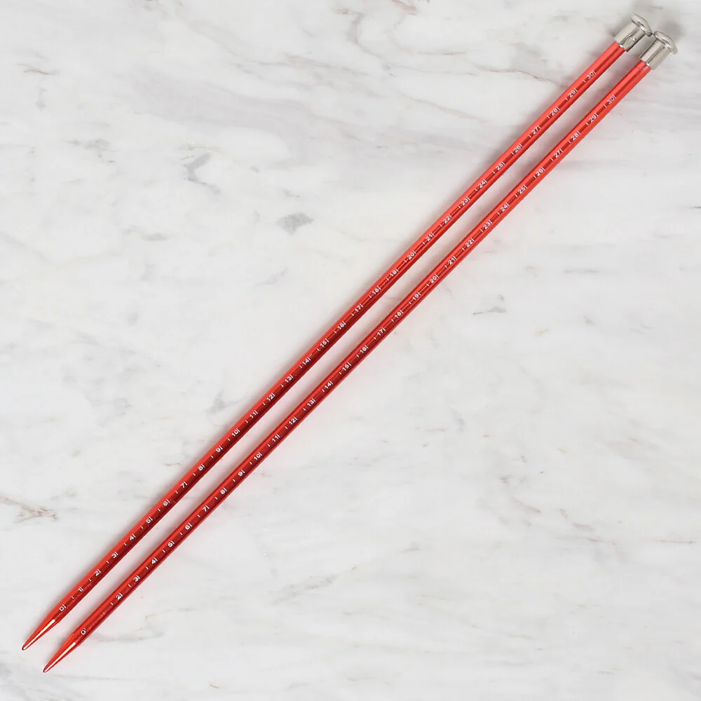 Yabalı 6mm 35 cm Knitting Needle with Measure, Red - YBL-347 - Image 2