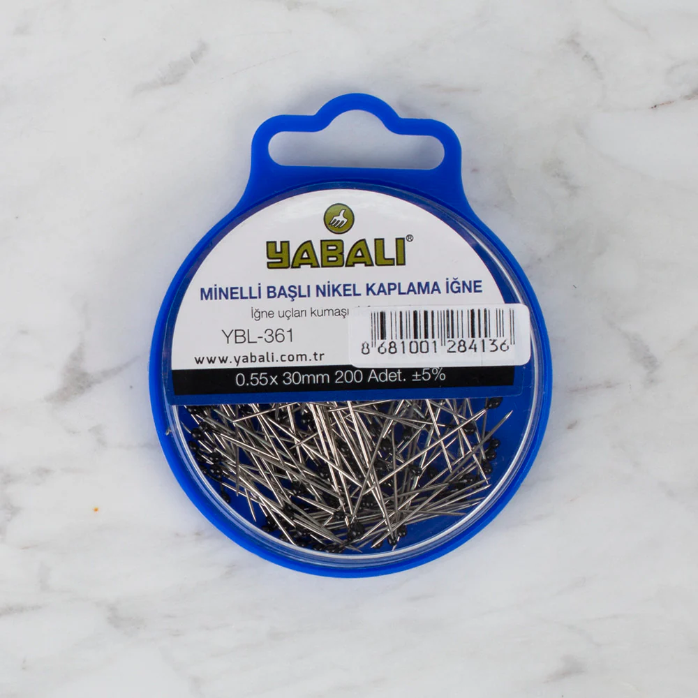 Yabalı Enamel Head Nickel Plated Pins, Black - YBL - 361
