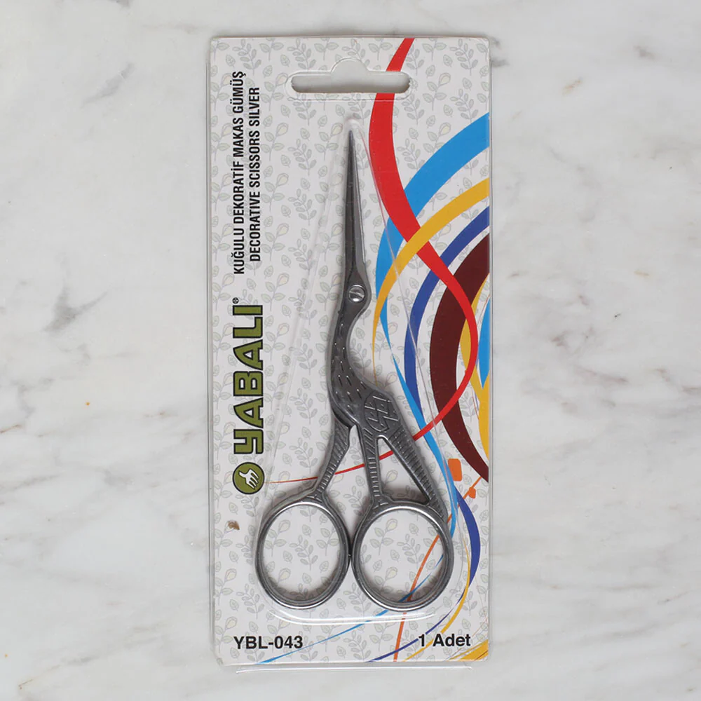 Yabalı Swan Shaped Decorative Embroidery Scissors, Silver -YBL-043