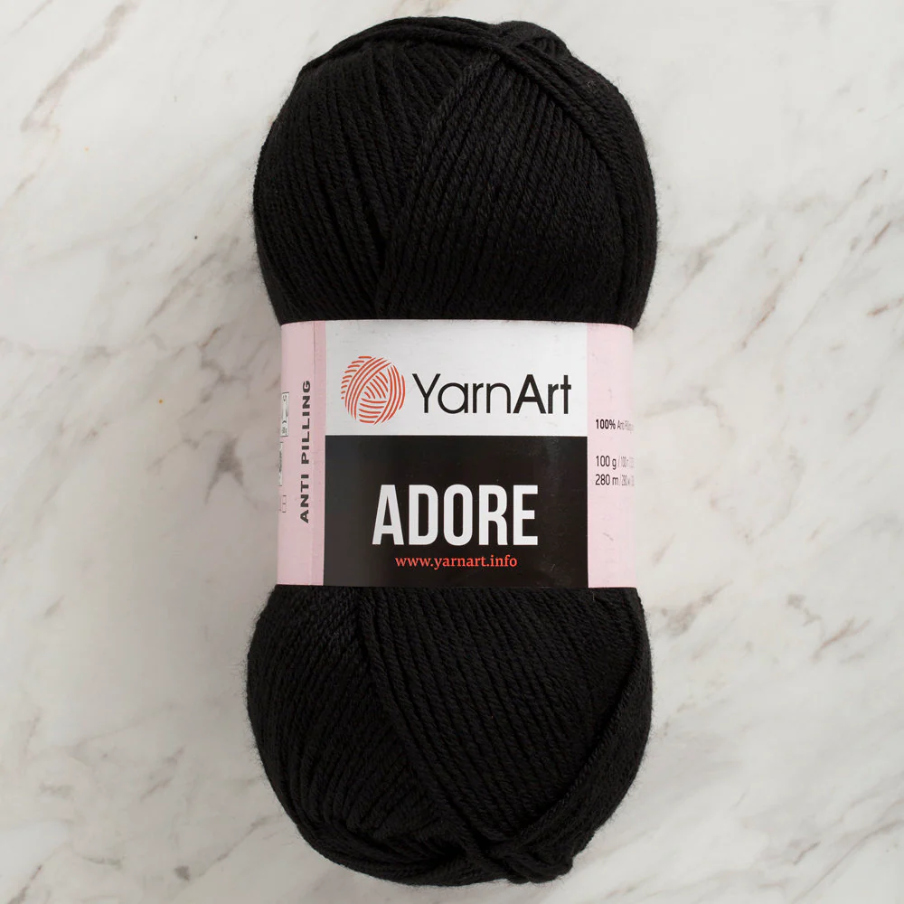 YarnArt Adore Anti-Pilling Yarn, Black - 354