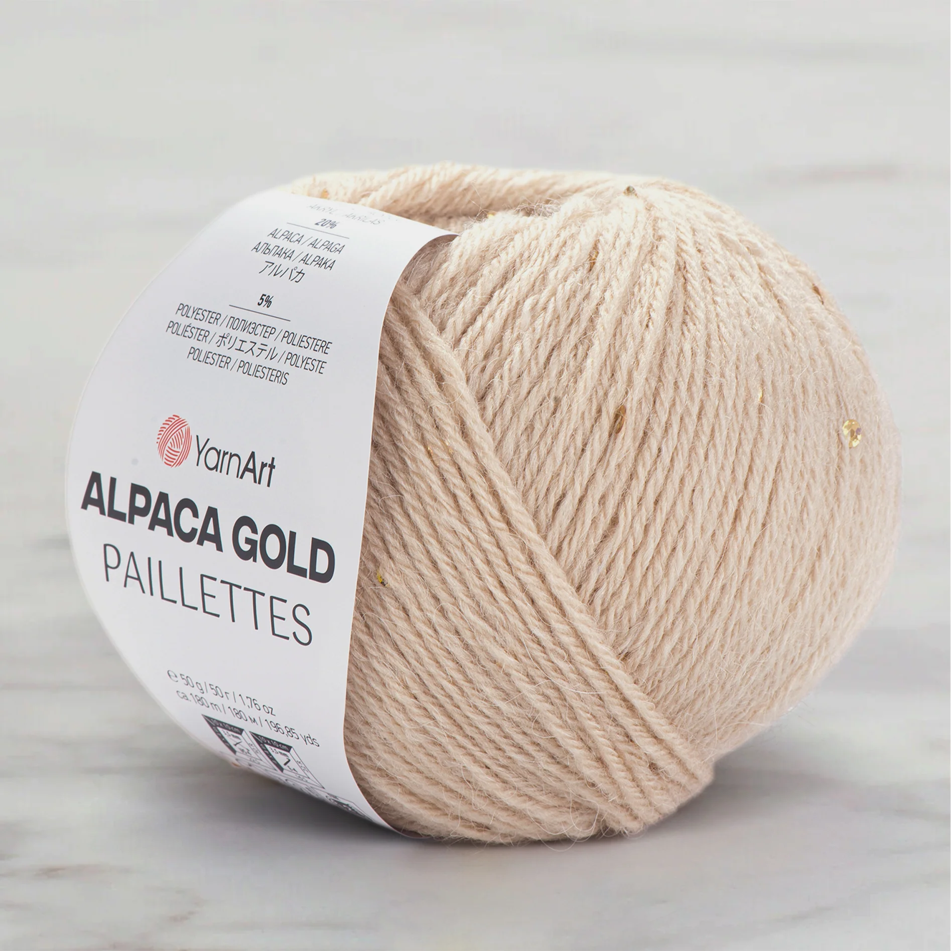 YarnArt Alpaca Gold Paillettes Hand Knitting Yarn , Beige - 9302