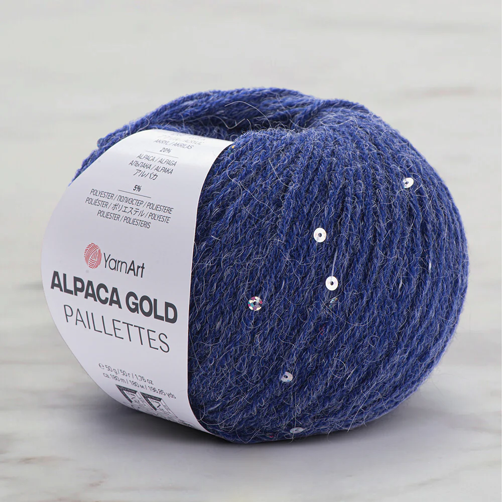 YarnArt Alpaca Gold Paillettes Hand Knitting Yarn , Blue - 9313