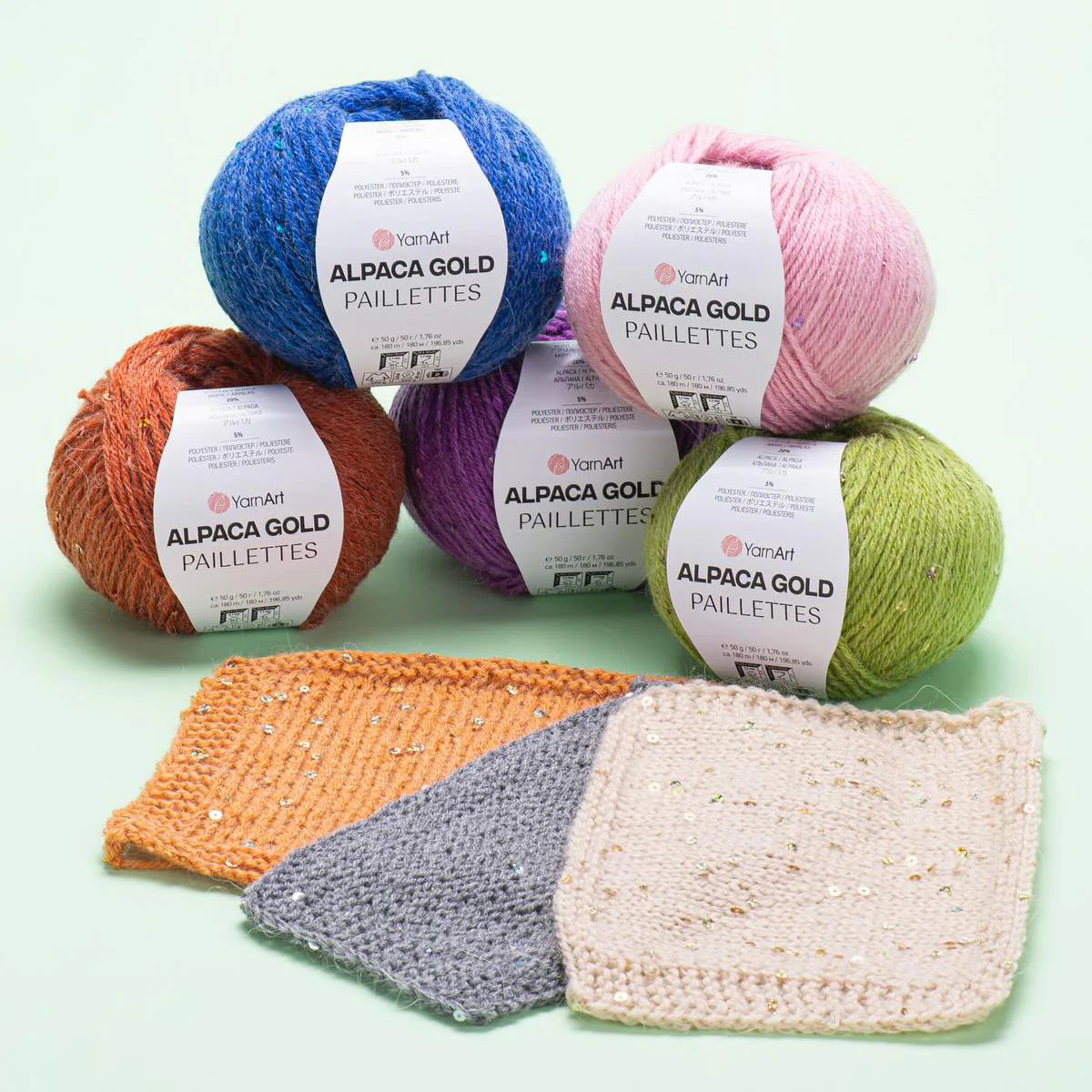 YarnArt Alpaca Gold Paillettes Hand Knitting Yarn , Blue - 9313 - Image 3