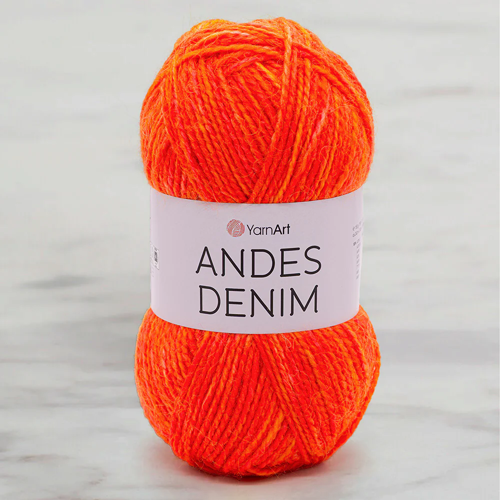 Yarnart Andes Denim Hand Knitting Yarn , Orange - 5112