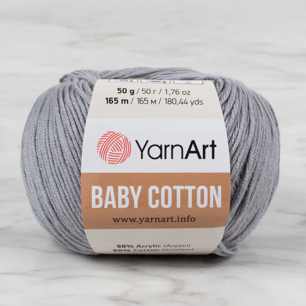 YarnArt Baby Cotton Knitting Yarn, Grey - 452