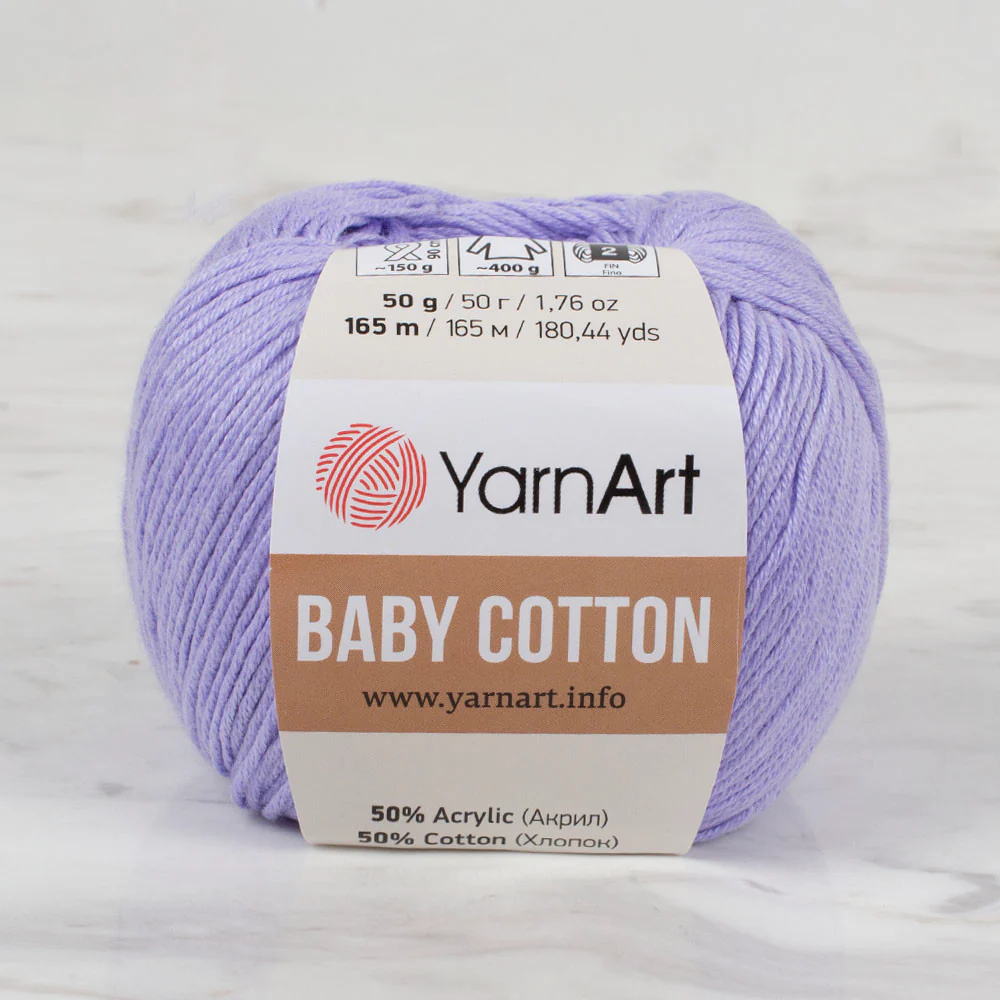 YarnArt Baby Cotton Knitting Yarn, Lilac - 417