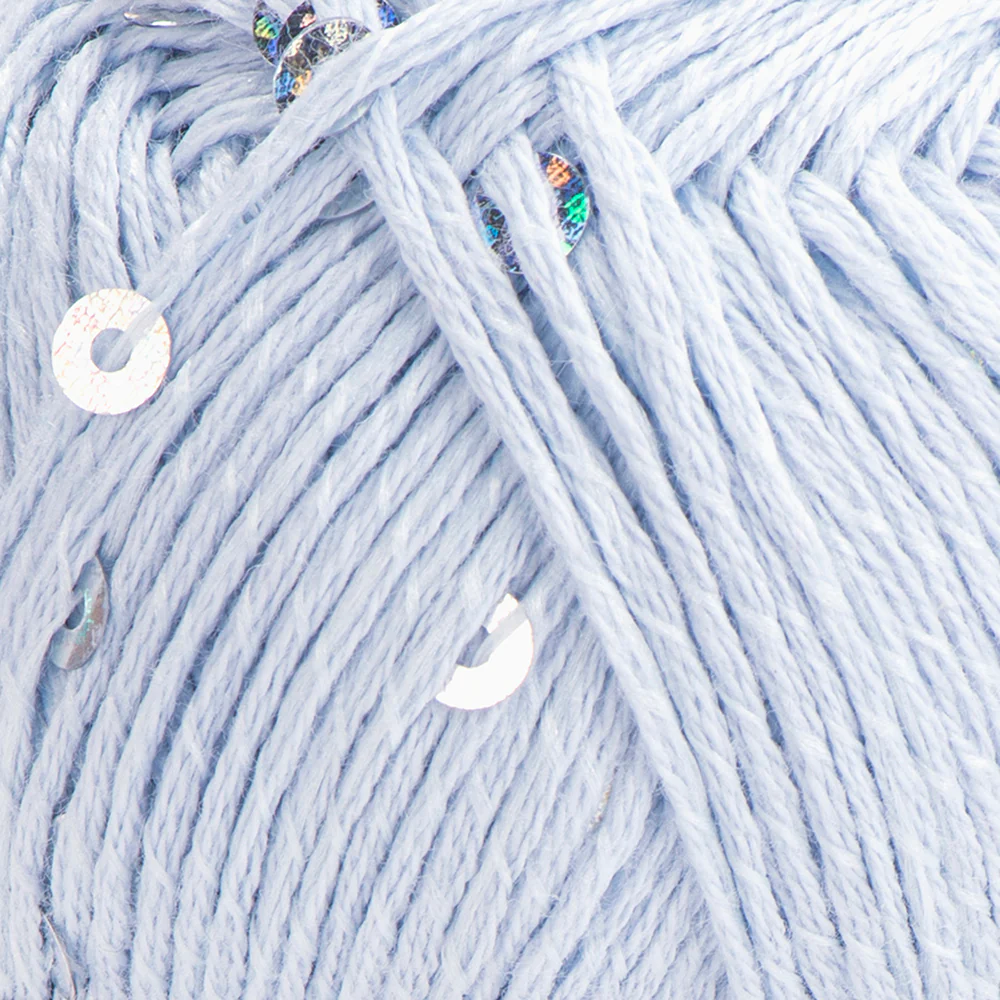Yarnart Cotton Gold Paillettes Hand Knitting Yarn , Baby Blue - 7109 - Image 2