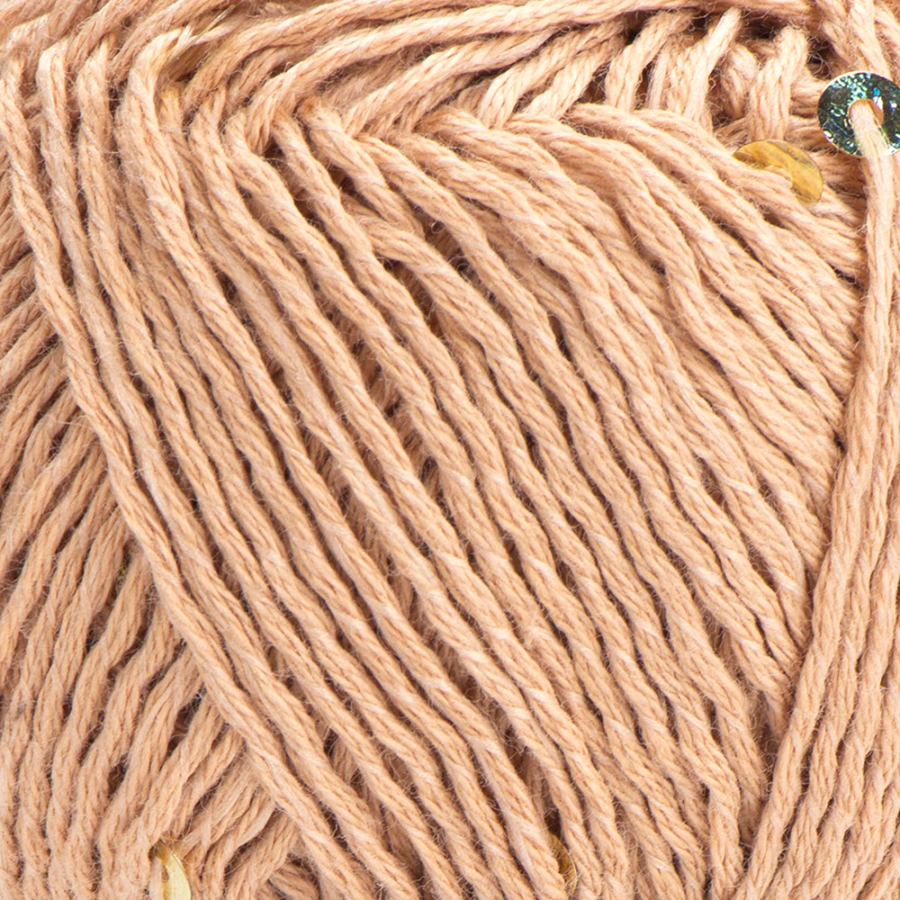 Yarnart Cotton Gold Paillettes Hand Knitting Yarn , Beige - 7105 - Image 2