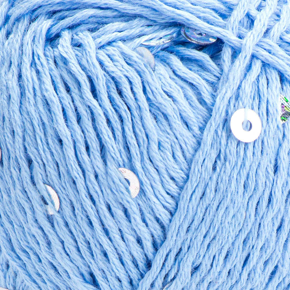 Yarnart Cotton Gold Paillettes Hand Knitting Yarn , Blue - 7110 - Image 2