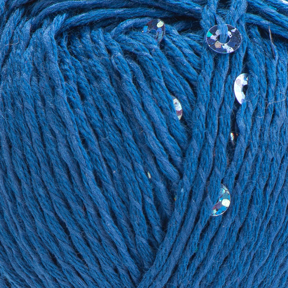 Yarnart Cotton Gold Paillettes Hand Knitting Yarn , Blue - 7111 - Image 2