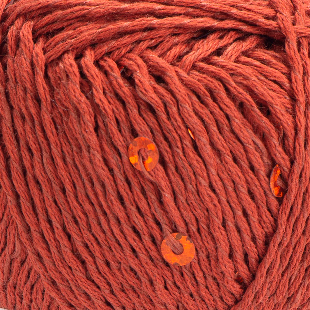 Yarnart Cotton Gold Paillettes Hand Knitting Yarn , Cinnamon - 7117 - Image 2