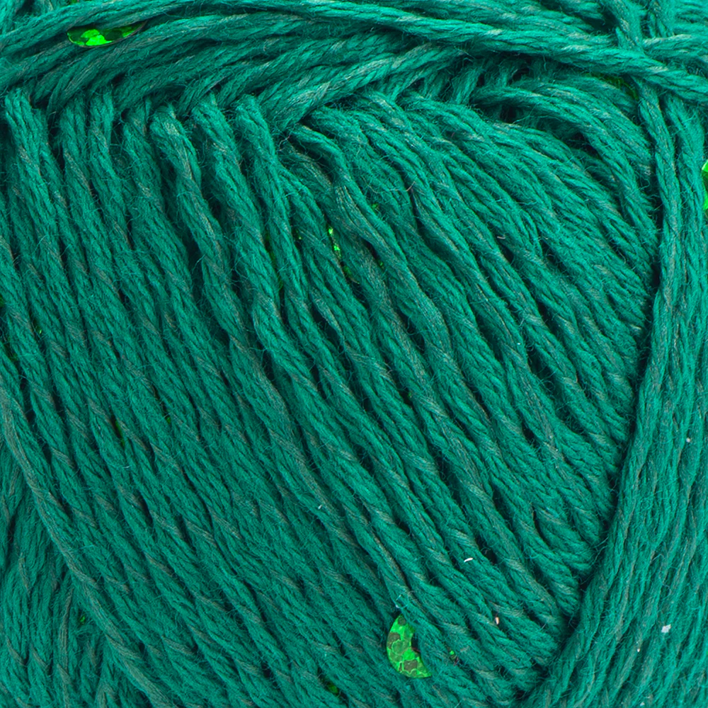 Yarnart Cotton Gold Paillettes Hand Knitting Yarn , Green - 7114 - Image 2