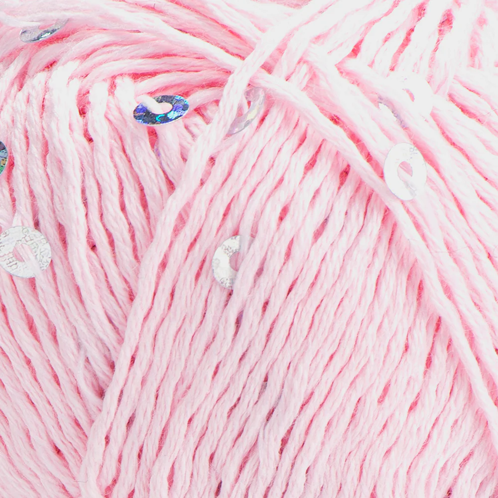 Yarnart Cotton Gold Paillettes Hand Knitting Yarn , Pink - 7107 - Image 2