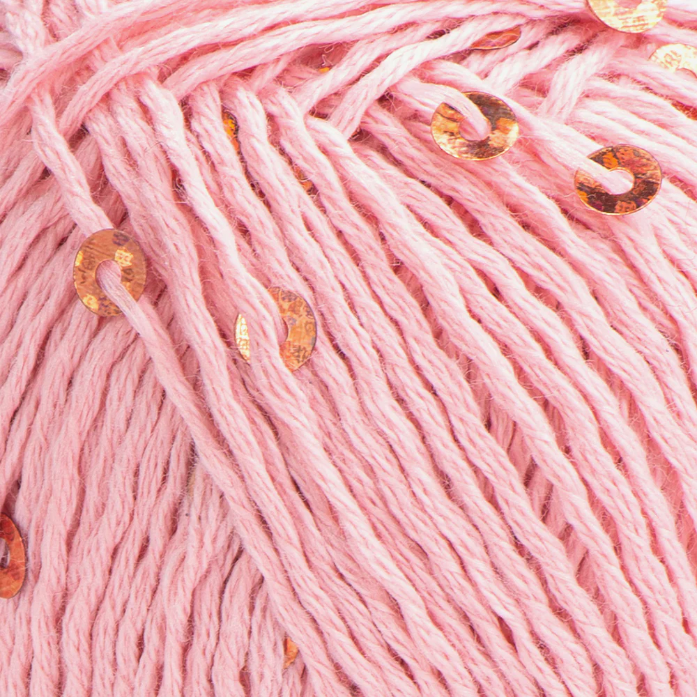 Yarnart Cotton Gold Paillettes Hand Knitting Yarn , Pink - 7108 - Image 2
