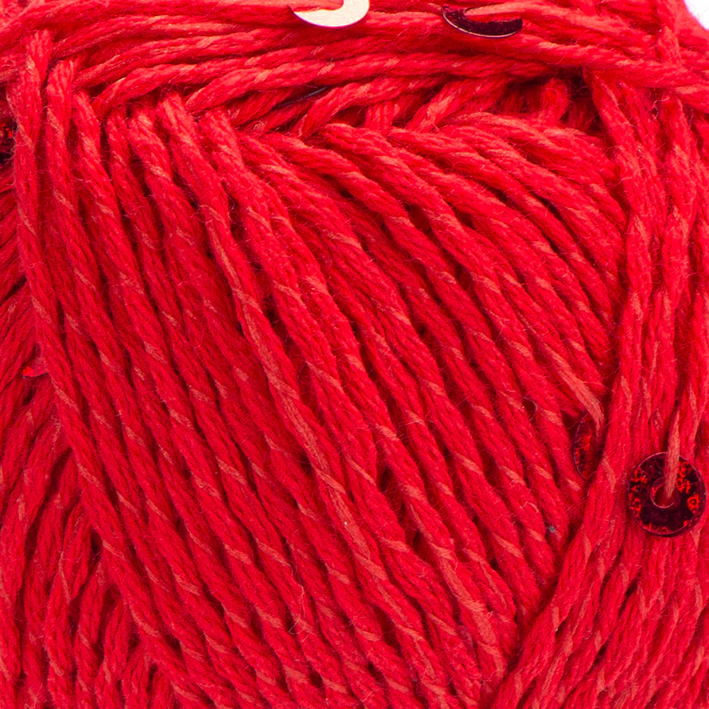Yarnart Cotton Gold Paillettes Hand Knitting Yarn , Red - 7115 - Image 2