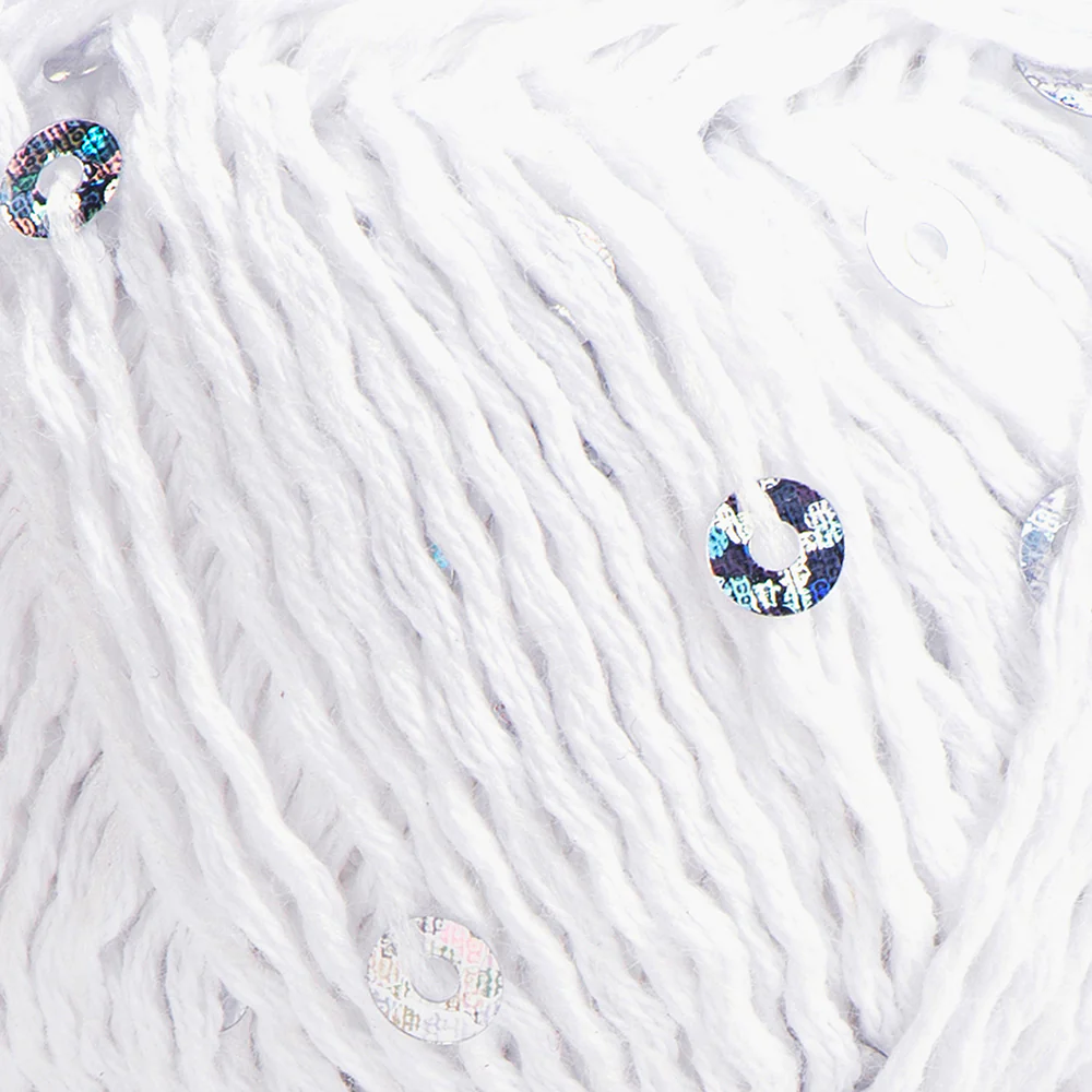 Yarnart Cotton Gold Paillettes Hand Knitting Yarn , White - 7102 - Image 2