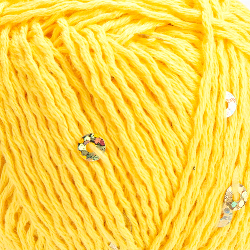 Yarnart Cotton Gold Paillettes Hand Knitting Yarn , Yellow - 7106 - Image 2