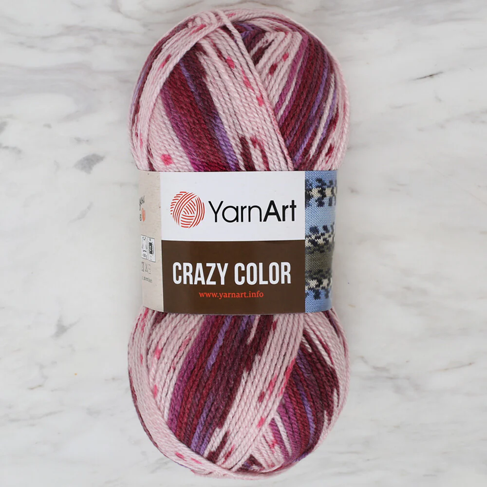 YarnArt Crazy Color Knitting Yarn, Variegated - 168
