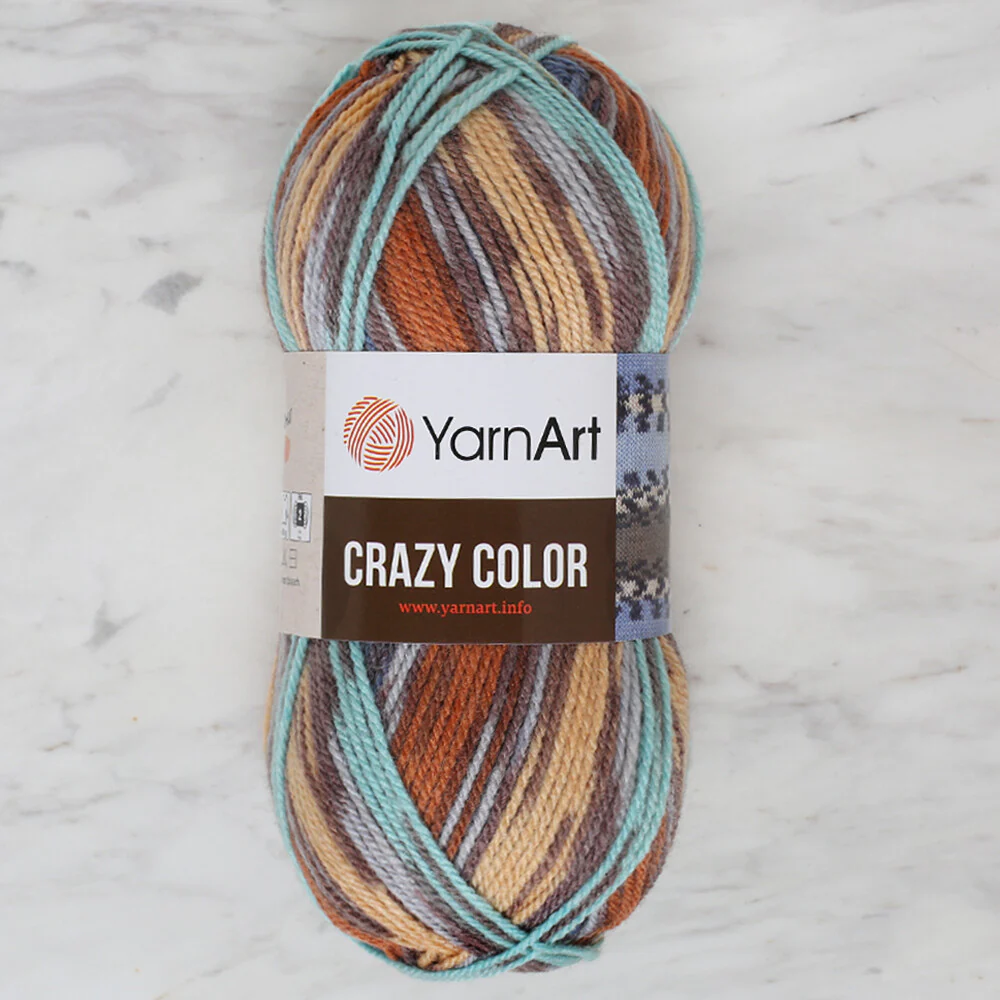 YarnArt Crazy Color Knitting Yarn, Variegated - 175