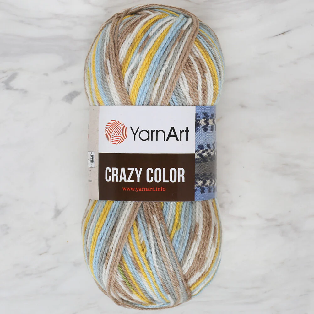 YarnArt Crazy Color Knitting Yarn, Variegated - 180