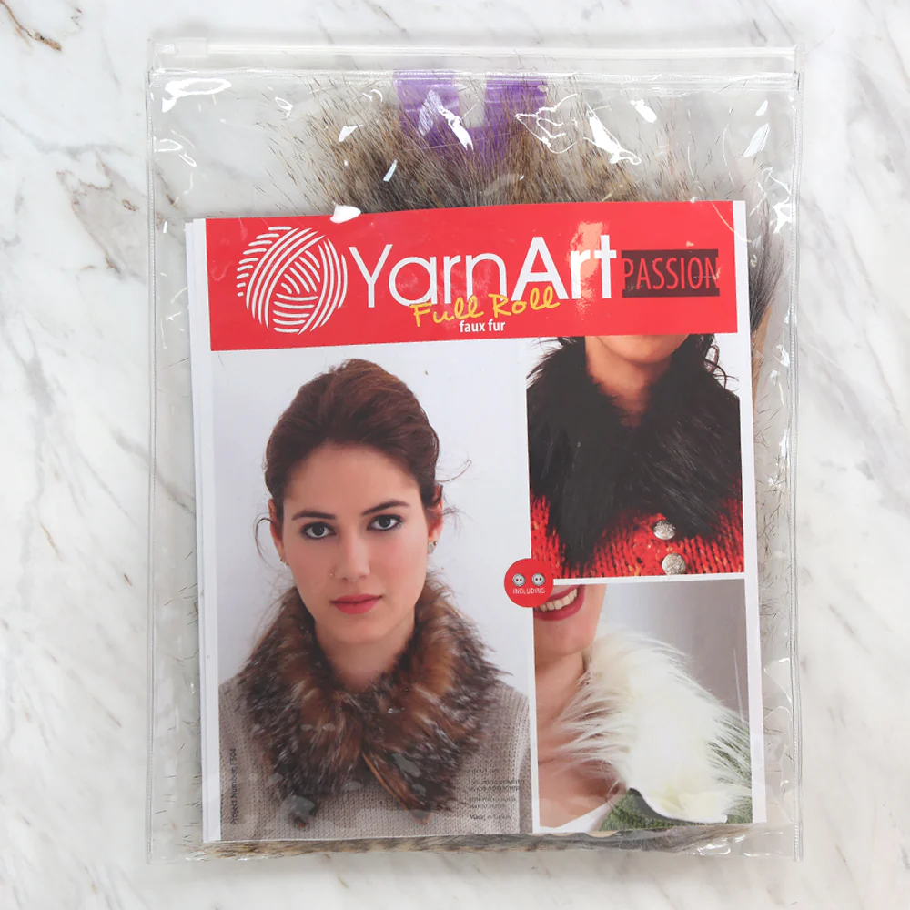 Yarnart Full Roll - Faux Fur Collar Beige - F504 -1 - Image 3