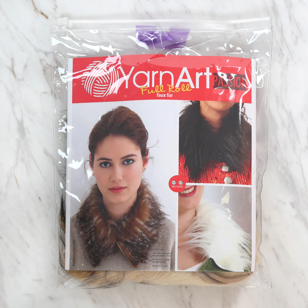 Yarnart Full Roll - Faux Fur Collar Beige - F504 - 2 - Image 3