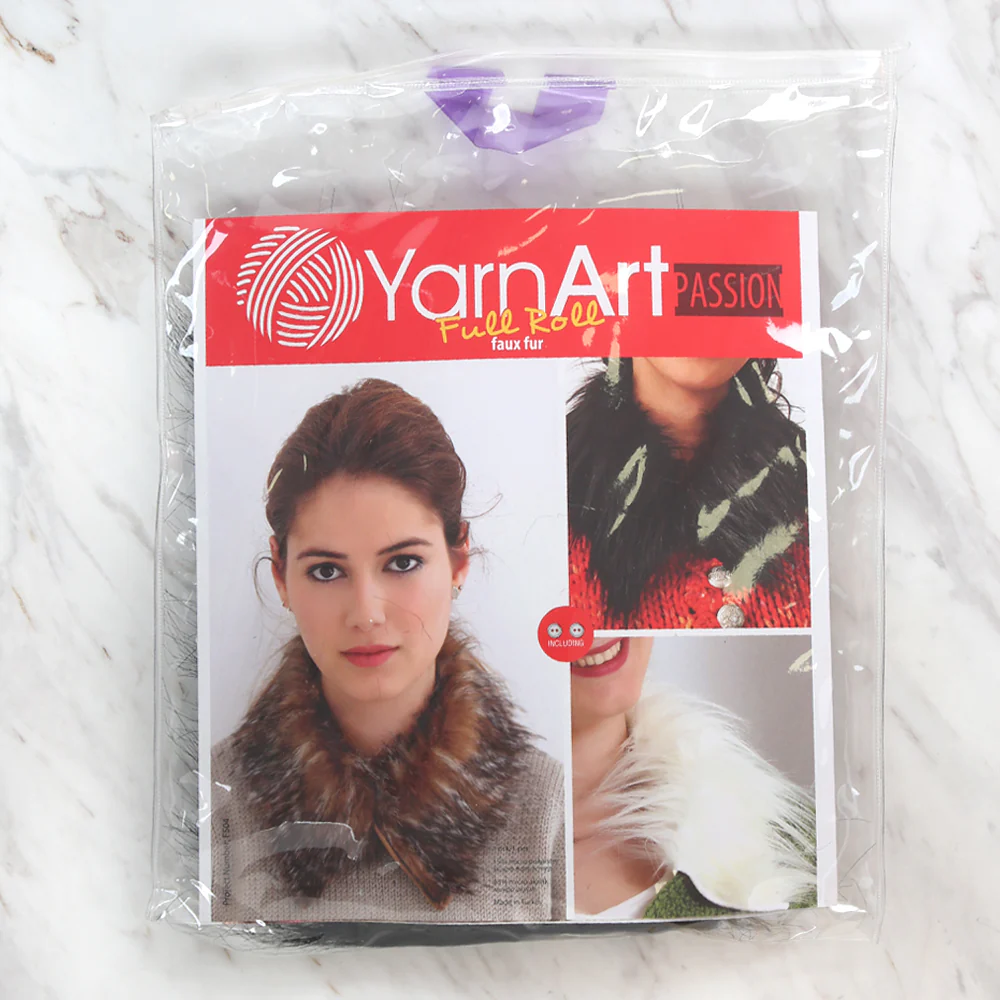 Yarnart Full Roll - Faux Fur Collar Black - F504 - Image 3