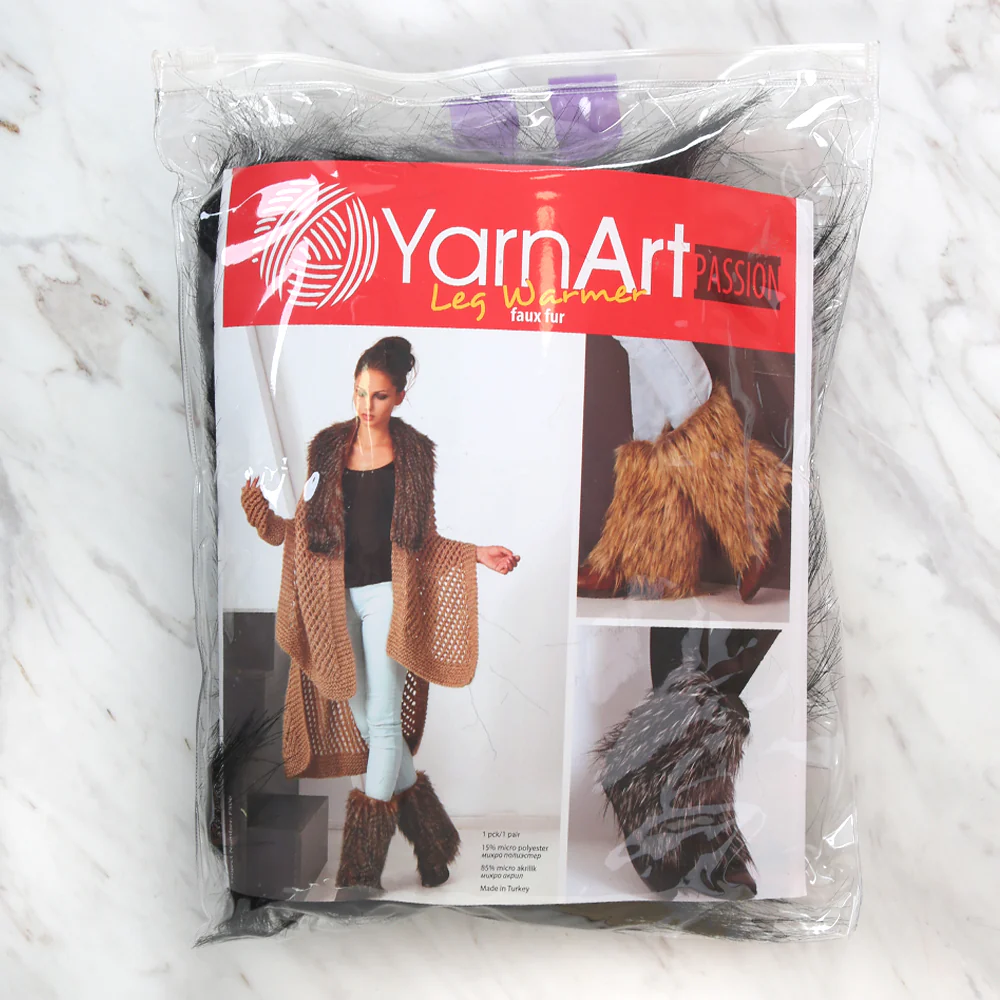 Yarnart Leg Warmer Faux Fur Leggings Black - F506 - Image 3