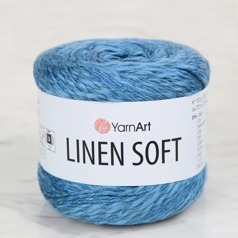 YarnArt Linen Soft Hand Knitting Yarn ,Blue 7318