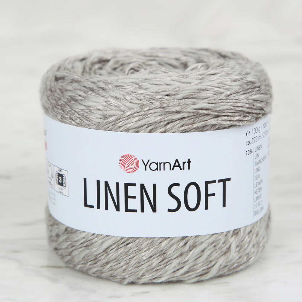 YarnArt Linen Soft Hand Knitting Yarn ,Grey 7307
