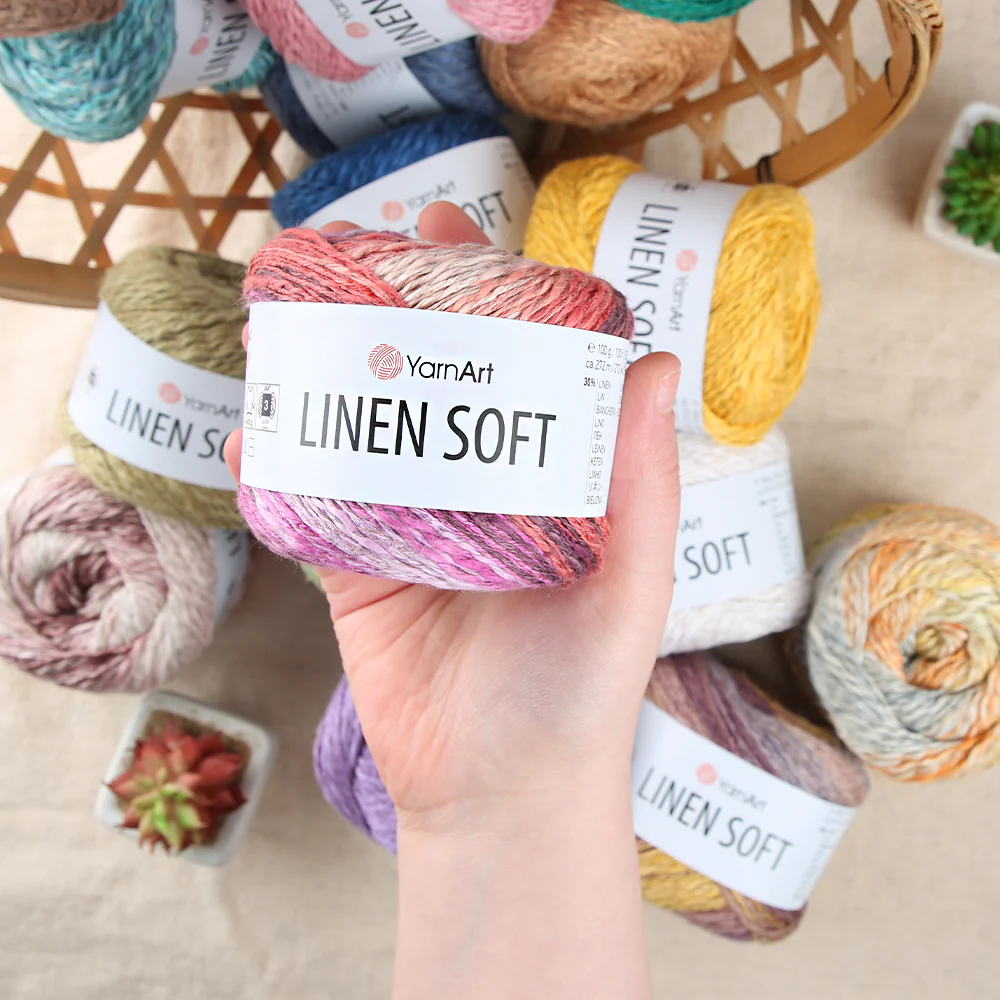 YarnArt Linen Soft Hand Knitting Yarn ,Orange 7310 - Image 4