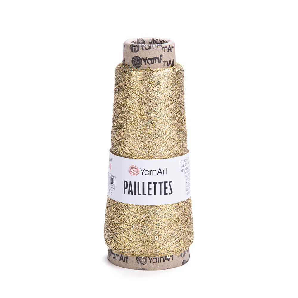 YarnArt Paillettes Sequined Hand Knitting Yarn Golden Yellow - 8002 - Image 3