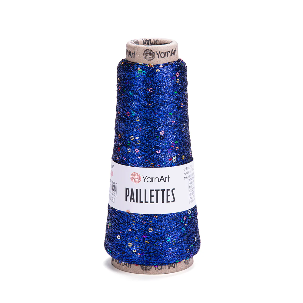YarnArt Paillettes Sequined Hand Knitting Yarn Saks Blue - 8008 - Image 3