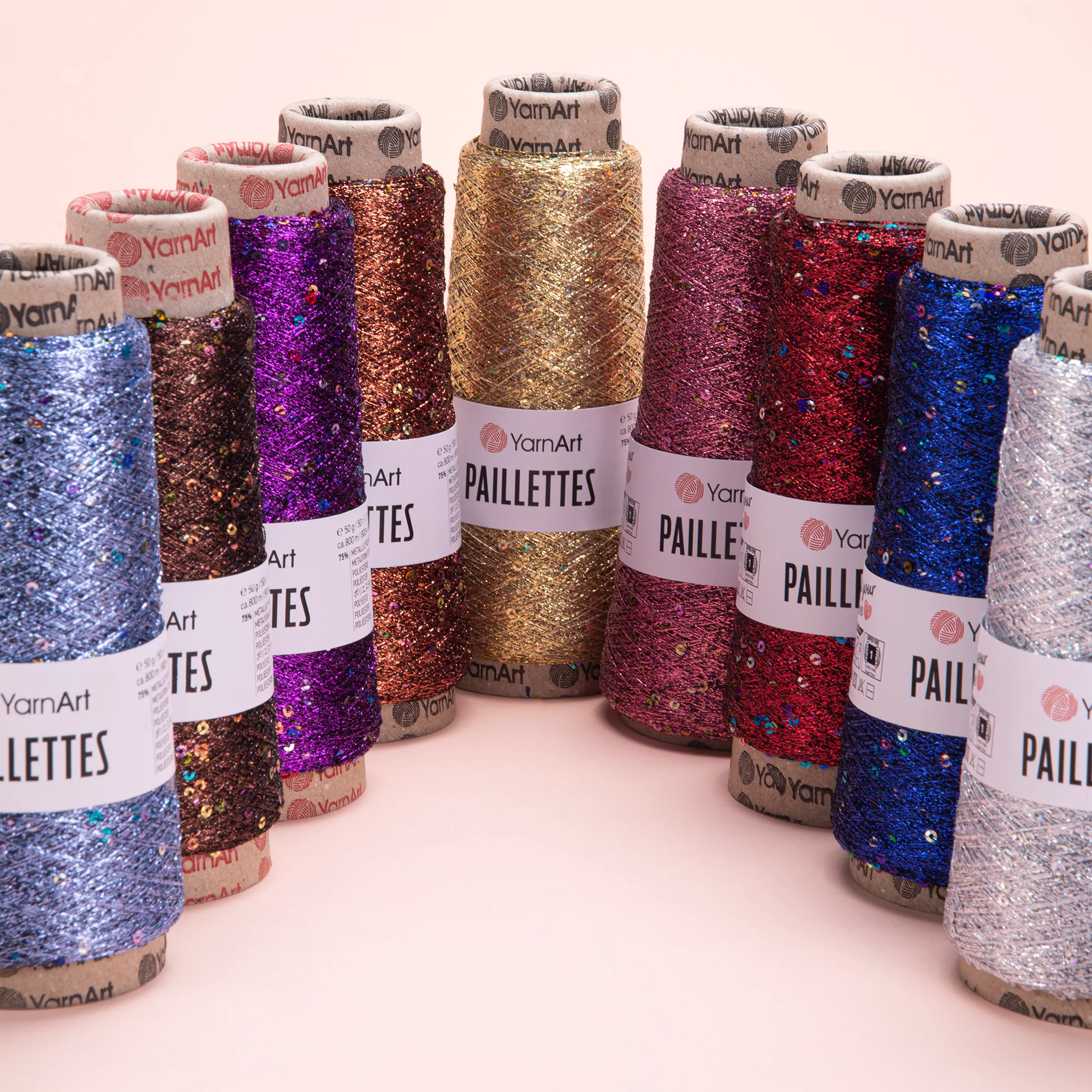 YarnArt Paillettes Sequined Hand Knitting Yarn Saks Blue - 8008 - Image 5